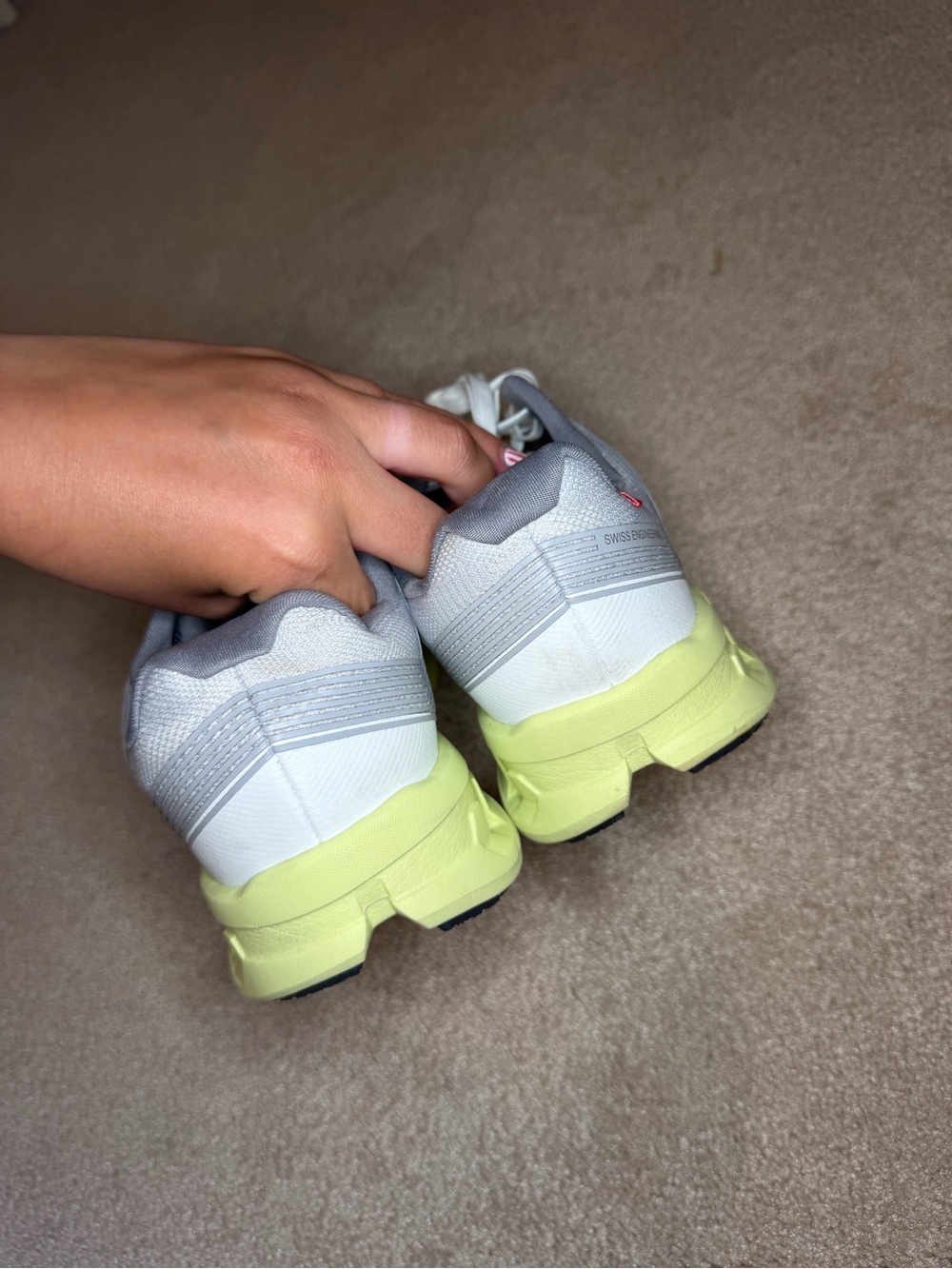 On Cloud Running Cloudswift Light Grey & Neon Yellow Running Shoes - Picture 5 of 5
